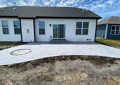 Stamped Concrete Patio with Firepit