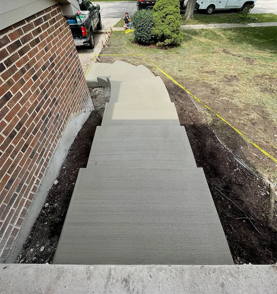 Broom Finished Concrete Stairs & Porch