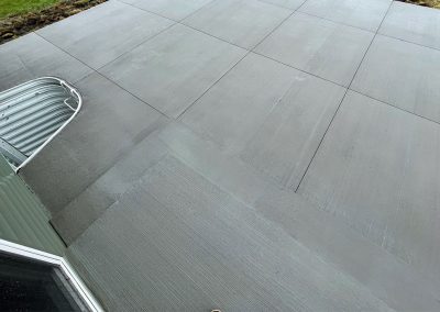 Brushed finished concrete patio