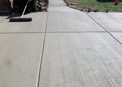 Broom finished concrete driveway
