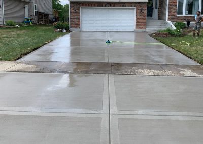 Broom finished concrete driveway