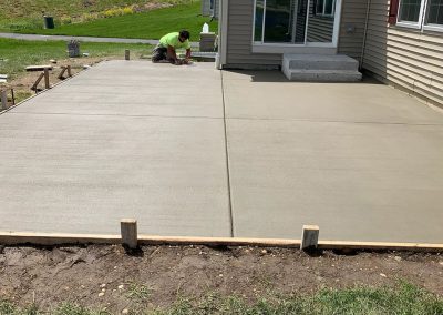 Broom finished concrete patio