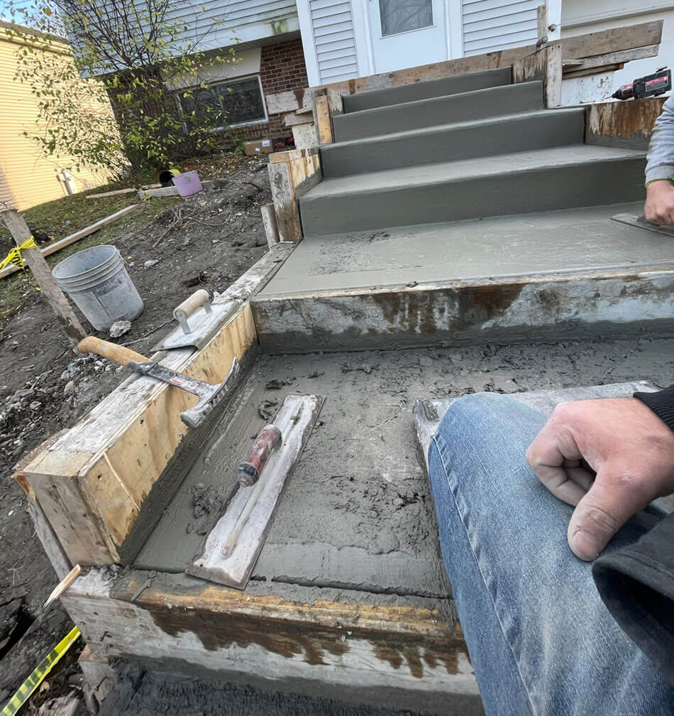 Stamped concrete stairs