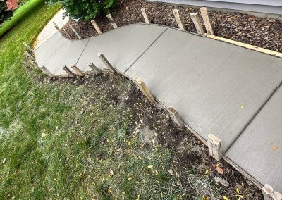 Broom finished concrete walkway