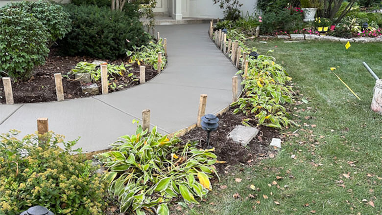 Broom finished concrete walkway