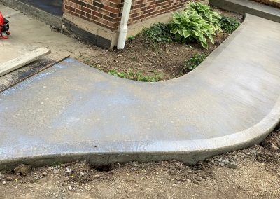 Broom finished concrete walkway
