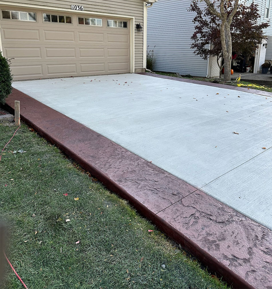 Stamped concrete driveway extension
