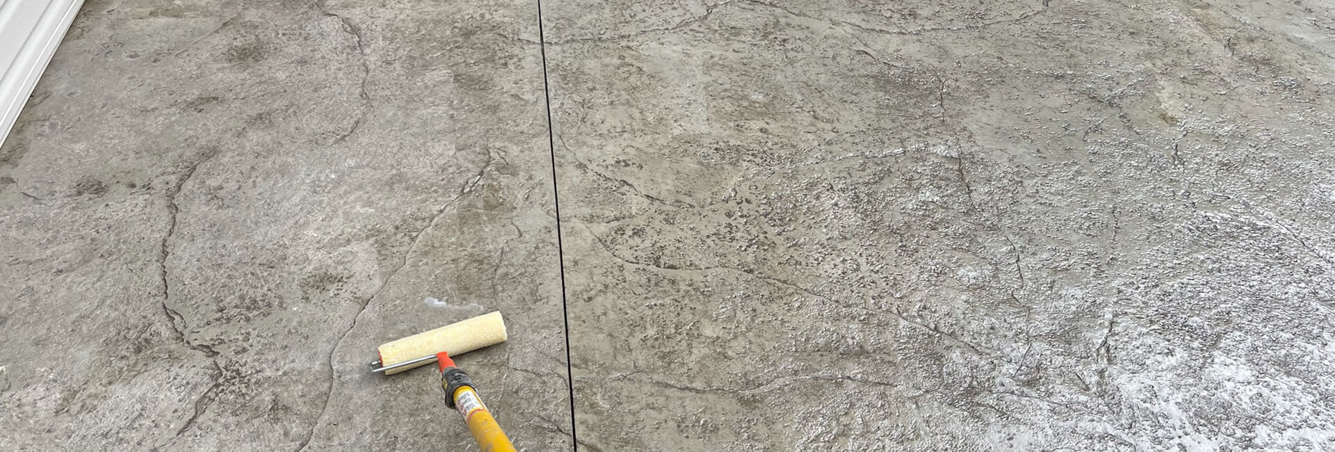 Stone stamped concrete patio