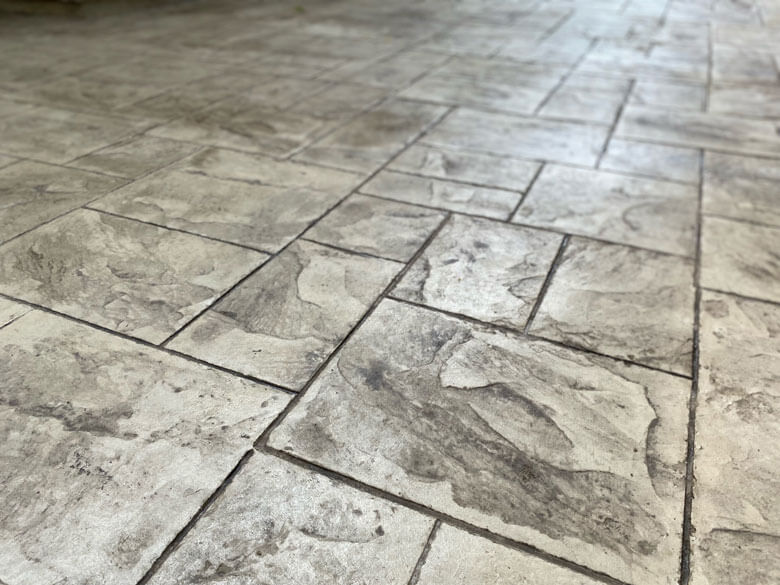 Rock stamped concrete patio