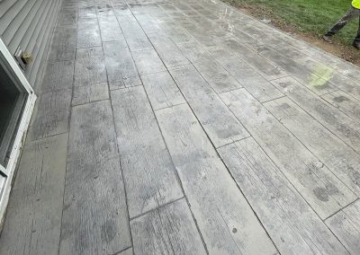 Wood stamped concrete patio