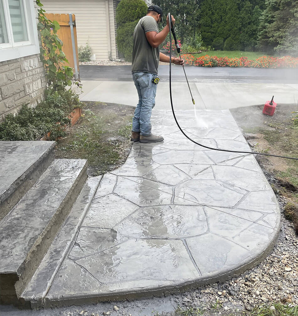 Stamped concrete walkway