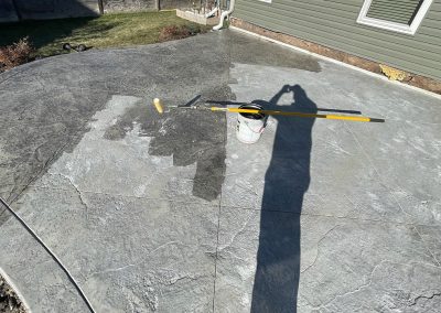 Seal coating stamped concrete patio